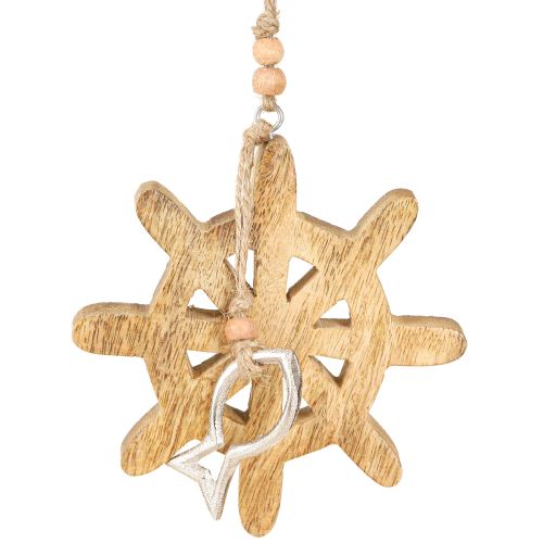 Floristik24 Décoration de volant en bois pendentif poisson en métal Ø12cm 3pcs