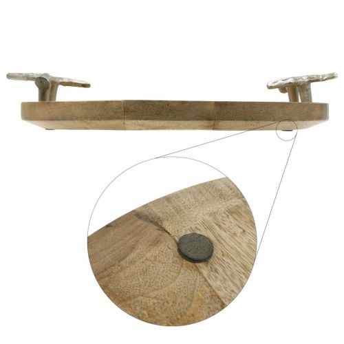 Floristik24 Plateau en bois rond avec manche en bois de cerf plateau décoratif rustique Ø39cm