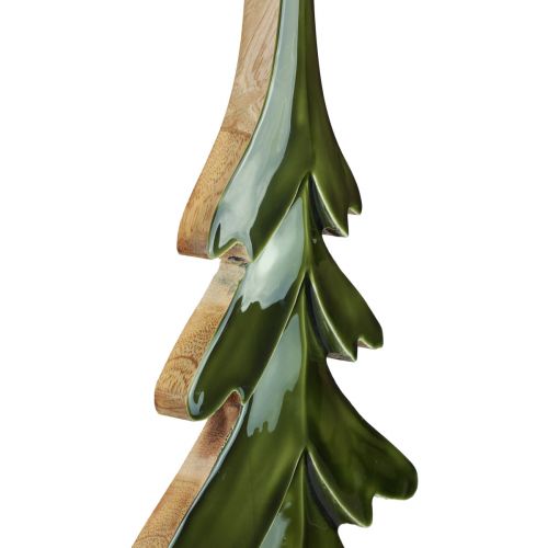 Sapin de Noël décoratif en bois effet brillant vert 23,5×5×60cm