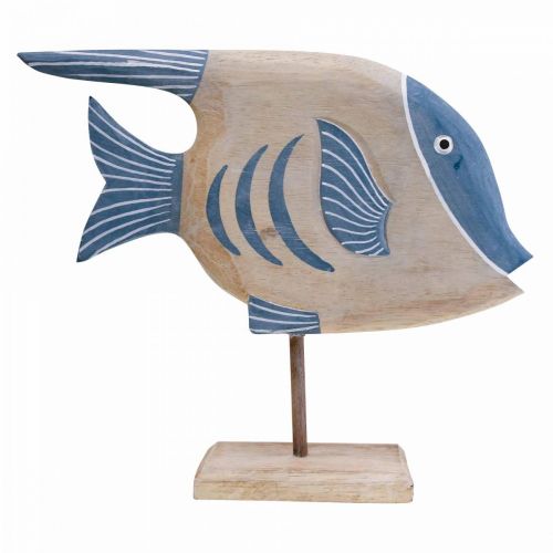 Floristik24 Déco poisson en bois grand, déco poisson debout H30cm