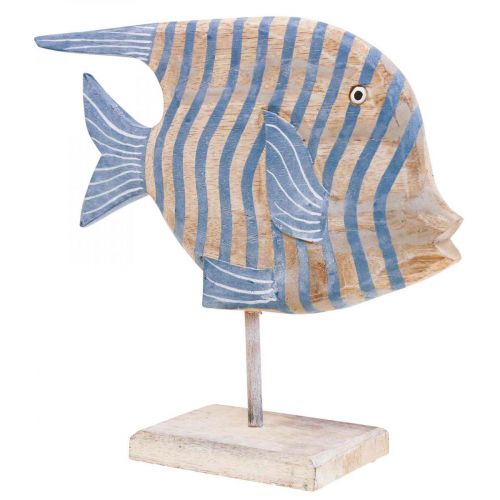 Floristik24 Déco poisson en bois grand poisson déco rayé debout H30cm