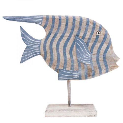 Déco poisson en bois grand poisson déco rayé debout  H30cm-42828-414-GESTREIFT