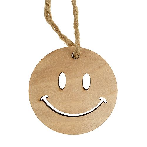 Article Pendentif en bois Emoticon Emoticon® Ø4cm naturel 24 pcs