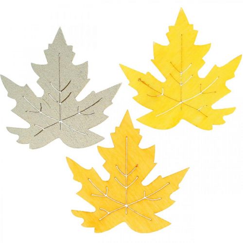 Article Décoration à disperser automne, feuilles d&#39;érable, feuilles d&#39;automne dorées, orange, jaune 4cm 72 pcs