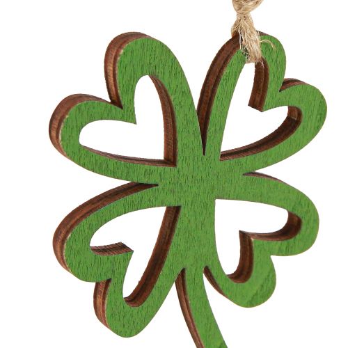 Article Pendentif en bois feuille de trèfle du Nouvel An coloré 5x0,5x8cm 12 pcs