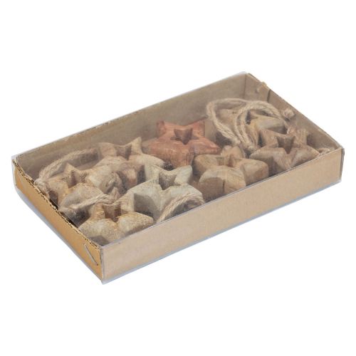 Article Pendentifs en bois étoiles en bois décorations naturelles pour sapin de Noël Ø4,5cm 8 pièces