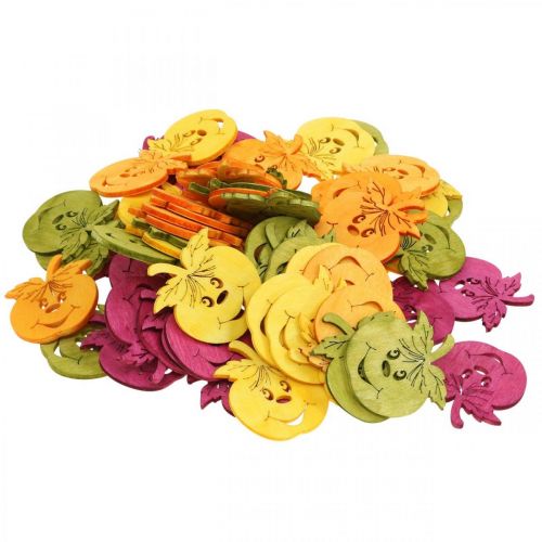 Article Décoration à disperser pomme qui rit, automne, décoration de table, pomme sauvage orange, jaune, vert, rose H3,5 cm L4 cm 72 pcs