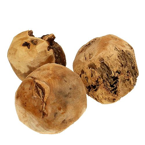 Floristik24 Boule en bois boule de sapin naturel Ø9cm 3 pcs