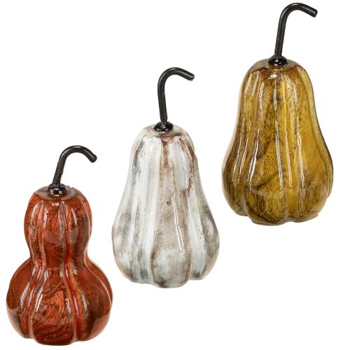 Poire en bois poire décoration en bois automne rouge jaune blanc 12×6cm 3 pièces