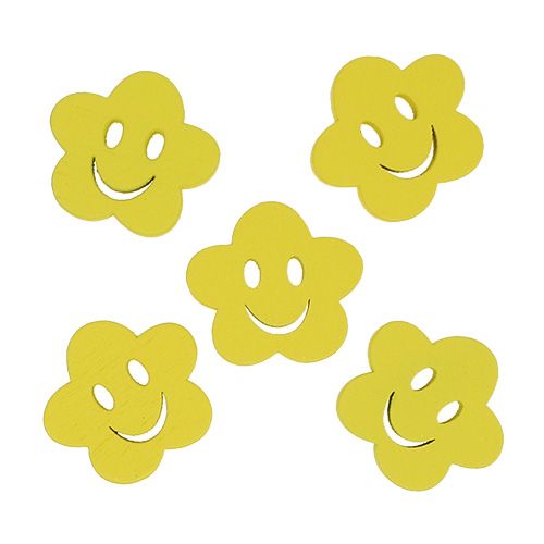 Floristik24 Fleur en bois avec visage jaune 2,5 cm 48 pcs