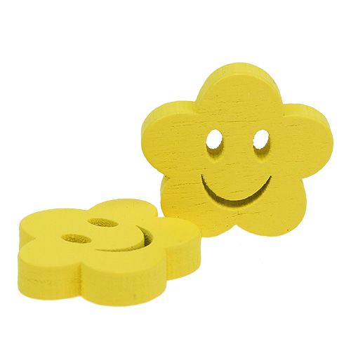 Floristik24 Fleur en bois avec visage jaune 2,5 cm 48 pcs