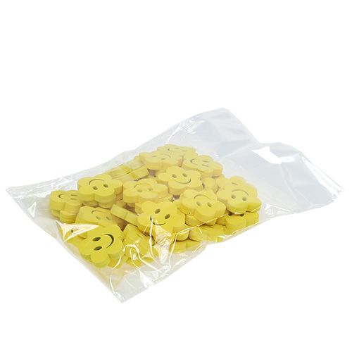Floristik24 Fleur en bois avec visage jaune 2,5 cm 48 pcs