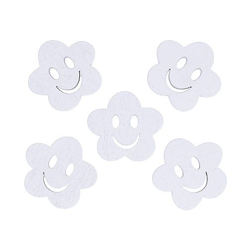 Floristik24 Fleur en bois avec visage blanc 2,5 cm 48 pcs