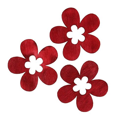 Floristik24 Fleurs rouges en bois 4 cm 72 p.