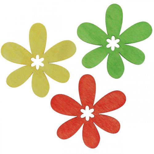 Floristik24 Fleurs en bois parsemer décoration fleurs bois jaune/orange/vert Ø4cm 72p