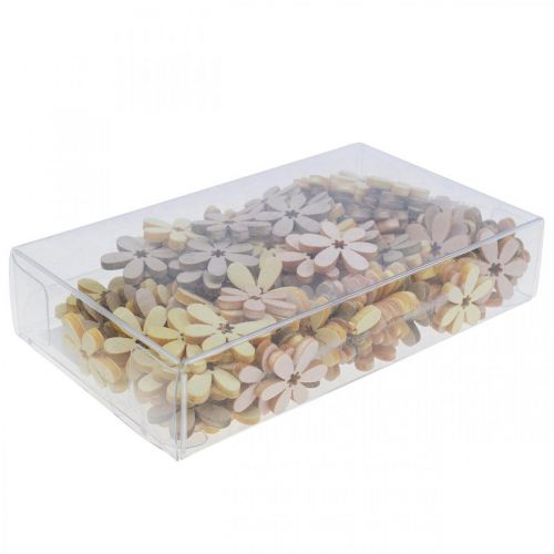 Article Fleurs en bois à disperser Décoration Fleurs Bois Jaune/Rose/Vert Ø2cm 144 Pcs