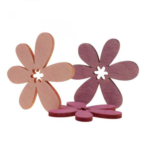 Floristik24 Fleurs en bois parsemer décoration fleurs bois violet/violet/rose Ø2cm 144p