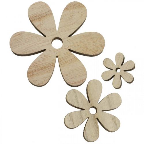Fleurs en bois fleurs de décoration dispersées en bois Ø2,5–6,5 cm 29 pcs