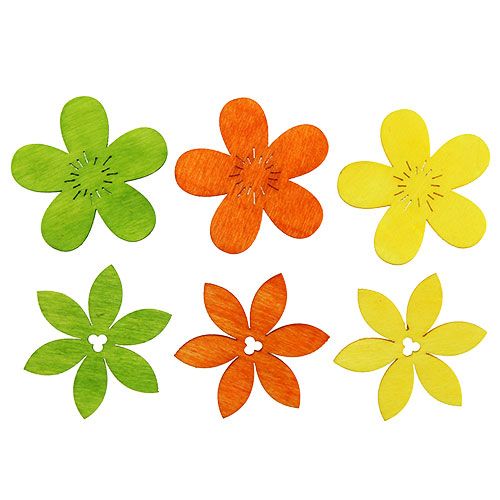 Floristik24 Fleurs en bois 4cm colorées asst. 72 pièces
