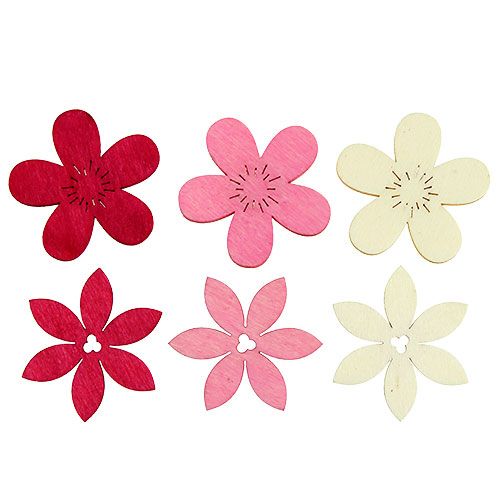 Floristik24 Fleurs en bois 4cm rose asst. 72 pièces