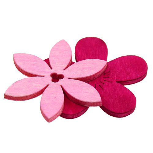 Floristik24 Fleurs en bois 4cm rose asst. 72 pièces