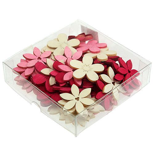 Floristik24 Fleurs en bois 4cm rose asst. 72 pièces