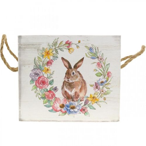 Floristik24 Jardinière Déco Bois Shabby Jardinière Lapin Blanc 12×14×14cm