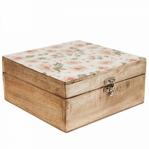 Boîte en bois avec couvercle boîte à bijoux boîte en bois 20×20×9.5cm