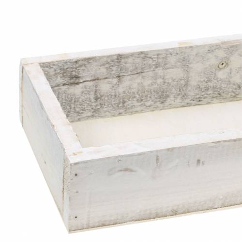 Floristik24 Plateau en bois Shabby Chic rectangulaire blanc 37,5 cm x 14,5 cm H6,3 cm