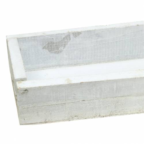 Floristik24 Plateau bois lavé blanc 55.5×15.5cm H7cm