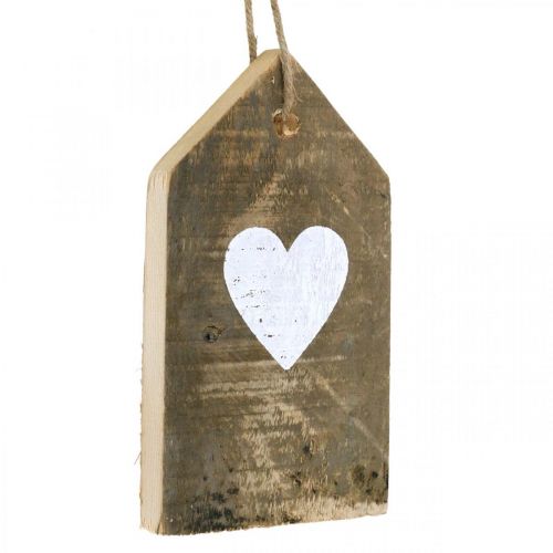 Floristik24 Maison avec coeur, décoration en bois à suspendre, décoration maison aspect antique H18cm