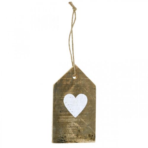 Floristik24 Maison avec coeur, décoration en bois à suspendre, décoration maison aspect antique H18cm
