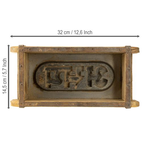Article Décoration en bois vintage en forme de brique marron, rouille 31×14,5cm H9cm