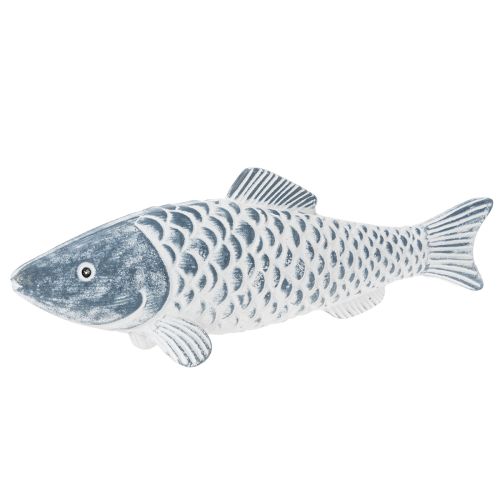Poisson en bois bleu et blanc, décoration de poisson, apprêt de bois, 35 cm, 1 pièce acheter | Floristik24.fr