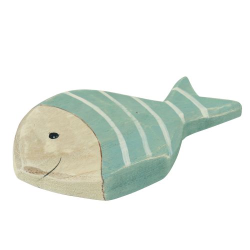 Article Poisson décoratif en bois à poser bleu clair naturel 18×10cm