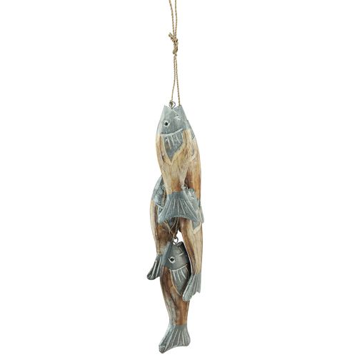 Floristik24 Cintre poisson en bois gris argenté avec 5 poissons bois 15cm