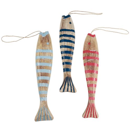 Poisson en bois à suspendre décoration poisson bois 29cm coloré 3 pièces