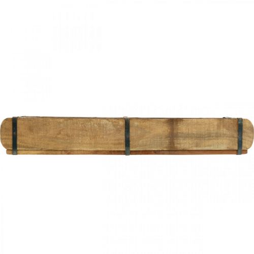 Article Jardinière en bois avec ferrures en métal, forme double brique, jardinière vintage L57cm