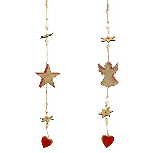 Floristik24 Cintre en bois étoile et ange naturel / rouge 48cm 4pcs