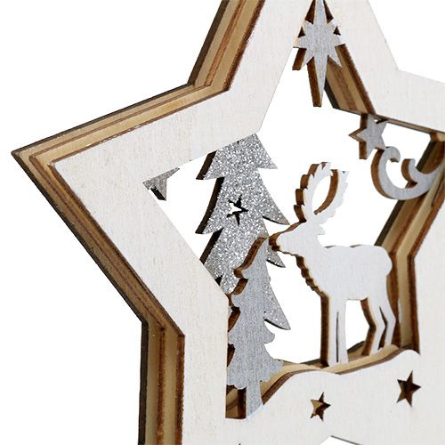 Floristik24 Suspension Étoile en bois avec motif 15cm 3pcs