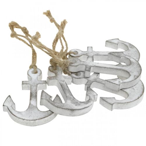 Floristik24 Décoration ancre, décoration été maritime, décoration à suspendre bois 12cm 5pcs