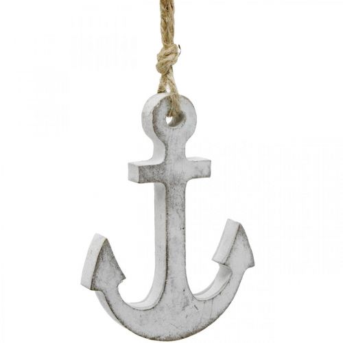 Floristik24 Décoration ancre, décoration été maritime, décoration à suspendre bois 12cm 5pcs
