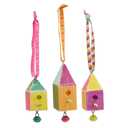 Cintre en bois maison d'oiseau 7x3x3cm coloré 6pcs | Floristik24.fr