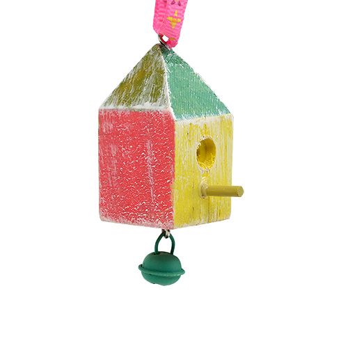 Cintre en bois maison d'oiseau 7x3x3cm coloré 6pcs | Floristik24.fr