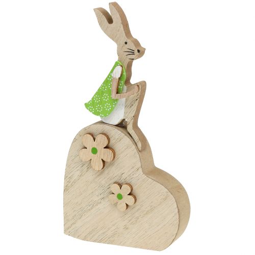 Floristik24 Lapin en bois sur cœur 16,5 cm 4 p.