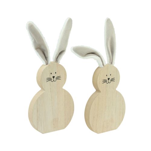 Floristik24 Lapin en bois avec oreilles mobiles marron blanc 11,5×27cm 2pcs