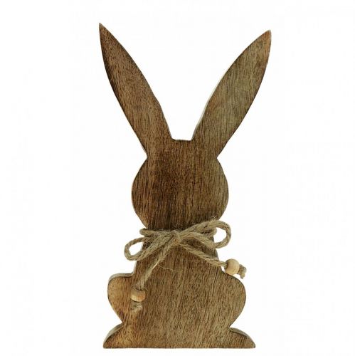 Article Lapin de Pâques en bois, décoration printanière, bois de manguier coloris naturel H30cm