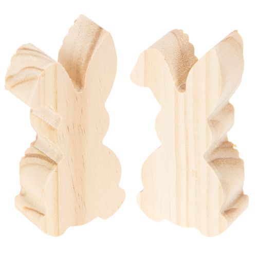 Article Décorations de Pâques en bois, lapins jaunes et oranges, 4 x 8 cm, lot de 6