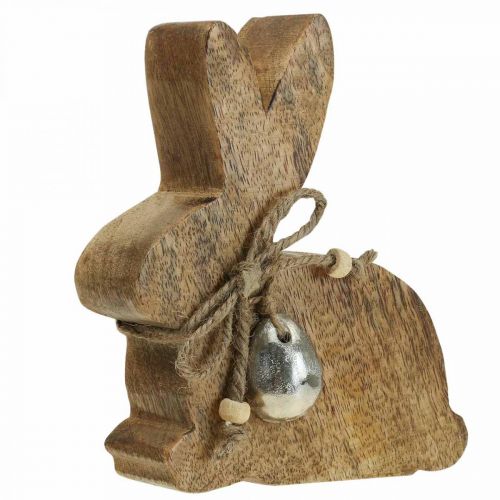 Floristik24 Déco lapin en bois décoration de table Pâques bois de manguier 13×4×15cm