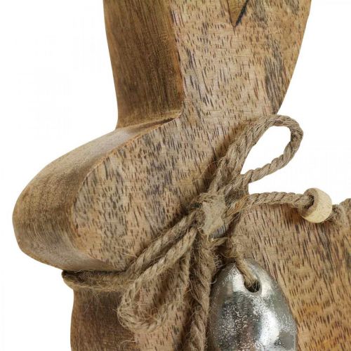 Floristik24 Déco lapin en bois décoration de table Pâques bois de manguier 13×4×15cm